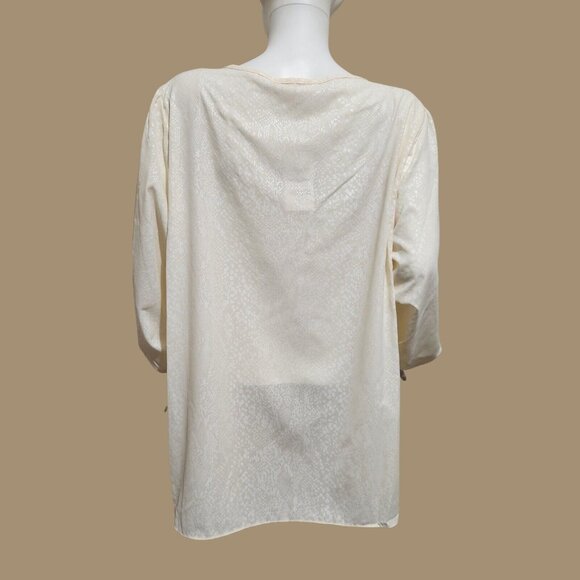 Michael Kors Women’s Ivory Long Sleeves V Neck Top Blouse Plus Size 0X (C10) - Picture 9 of 12